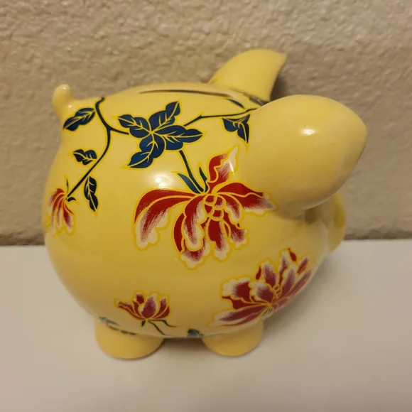 Yellow Floral Piggy Bank - Picture 4 of 6